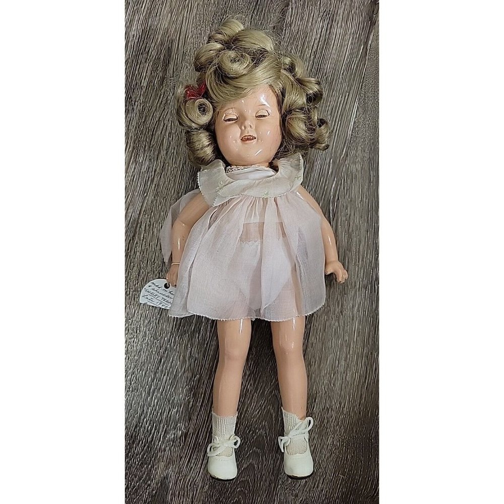 Vintage 15” 1940s Shirley Temple Doll Original Rare w/ Dress Composition Stamped